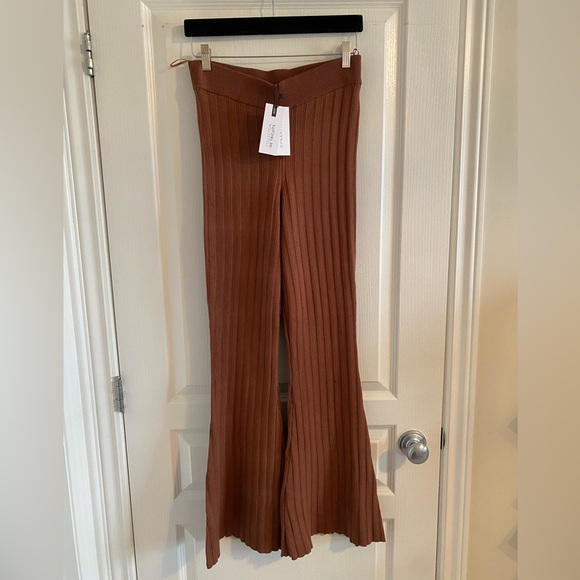 Wide Leg Ribbed Flare Pants - Picture 2 of 7